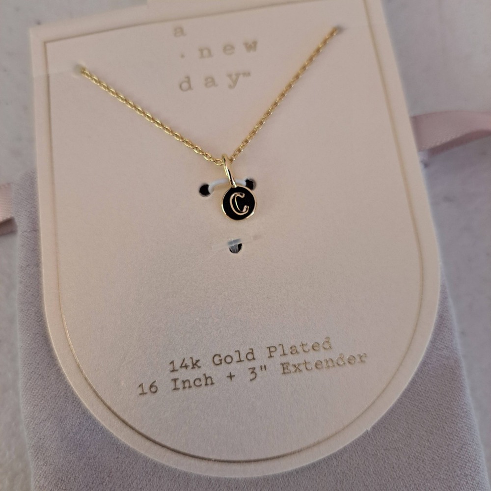 A New Day Initial Necklace Women OS Gold NEW 14k Gold Plated Letter C 1309-160